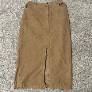 Tan Corduroy midi Skirt